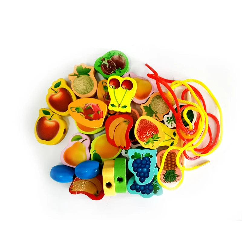 26-Piece Wooden Stringing Beads Toy Set