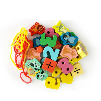 26-Piece Wooden Stringing Beads Toy Set