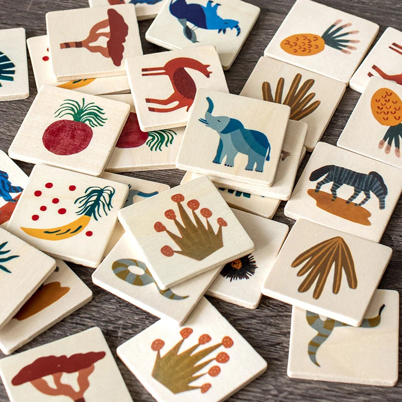 32-Piece Wooden Memory Matching Game