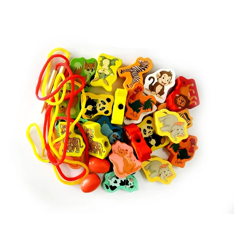 26-Piece Wooden Stringing Beads Toy Set