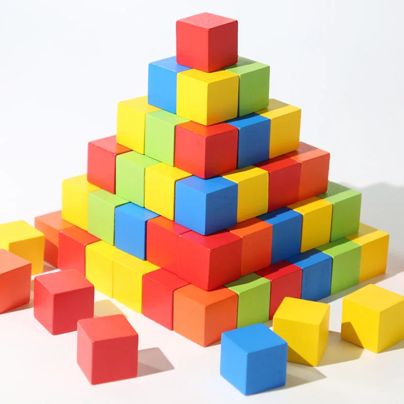 Colorful Wooden Building Blocks Set