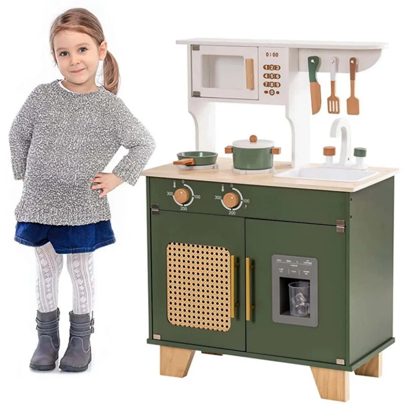 Kids Wooden Kitchen Play Set with Ice Maker